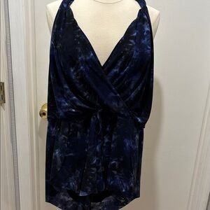 Magicsuit Blue Tie-Dye Halter Top NWT